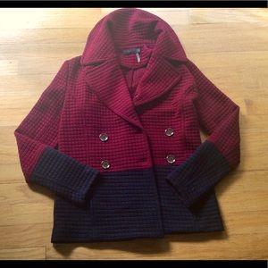 Anthropology Marroon and black quilted jacket